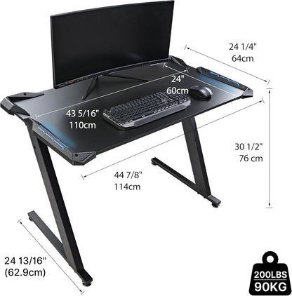 Gaming Desk with LED Lights Home Office RGB Table, Small Gaming Desk, Computer Table, Black